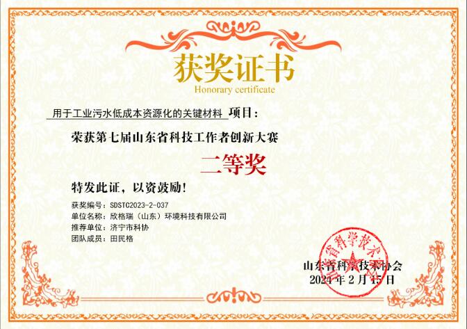 bwin必赢官方网站荣获山东省第七届科技事情者立异大赛二等奖